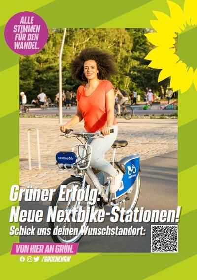 Plakat: Grüner Erfolg - Neue Nextbike-Stationen!