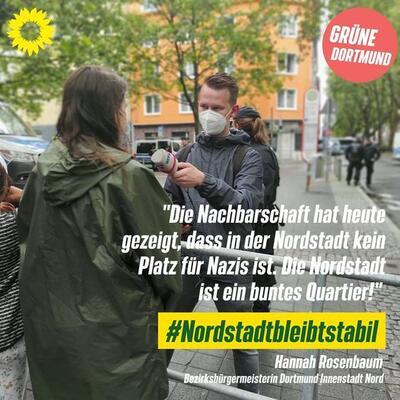 Sharepic Nordstadt gegen Nazis 4.7.21 Interview Bezirksbürgermeisterin